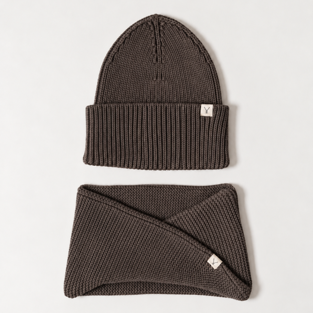 Cadeauset muts & sjaal - hazelnoot