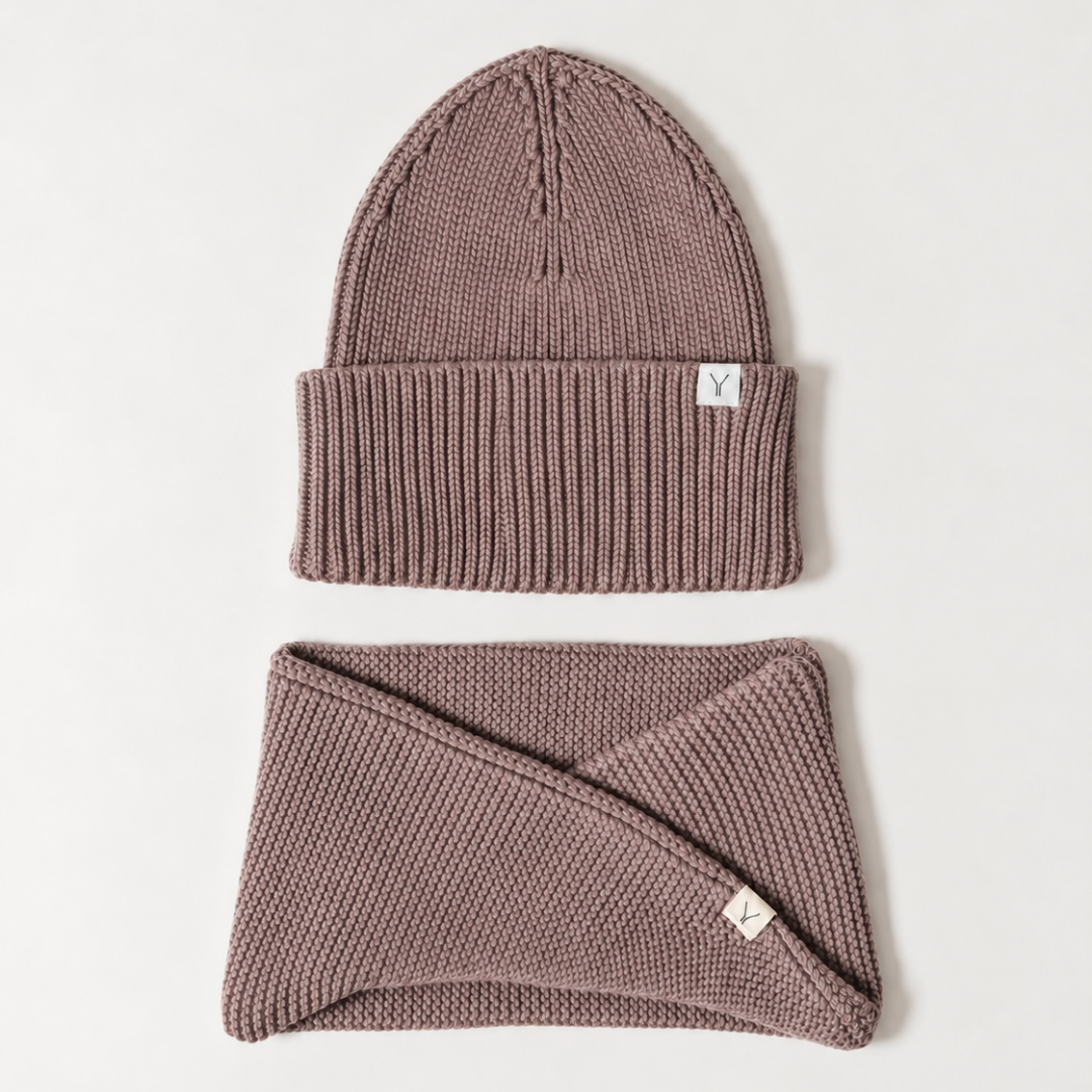Baby Muts & Sjaal Set - Old Pink