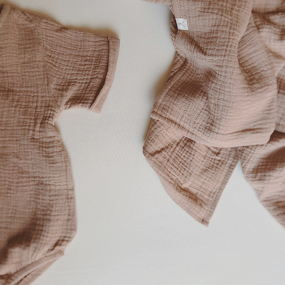 Romper & XL hydrofiele doek bundel – oud roze