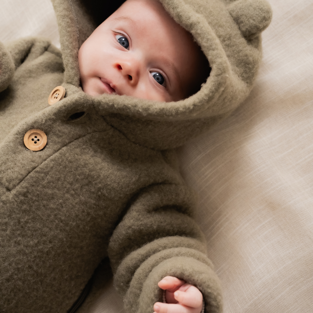 Baby Onesie Leny Wool - Olijf Groen