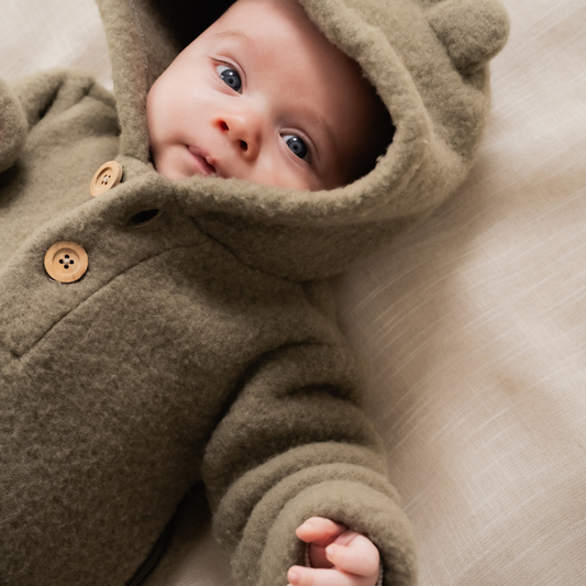 Baby Onesie Leny Wool - Olijf Groen