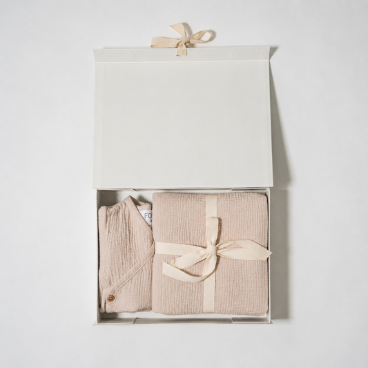 Cadeauset romper & xl hydrofieldoek - beige